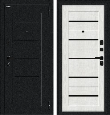 Дверь Браво Борн/SBlack Букле черное/Bianco Melinga