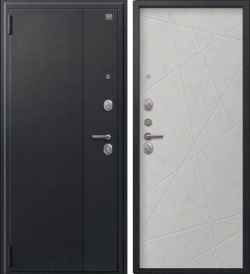 Дверь A-03 черный сатин - бетон светлый